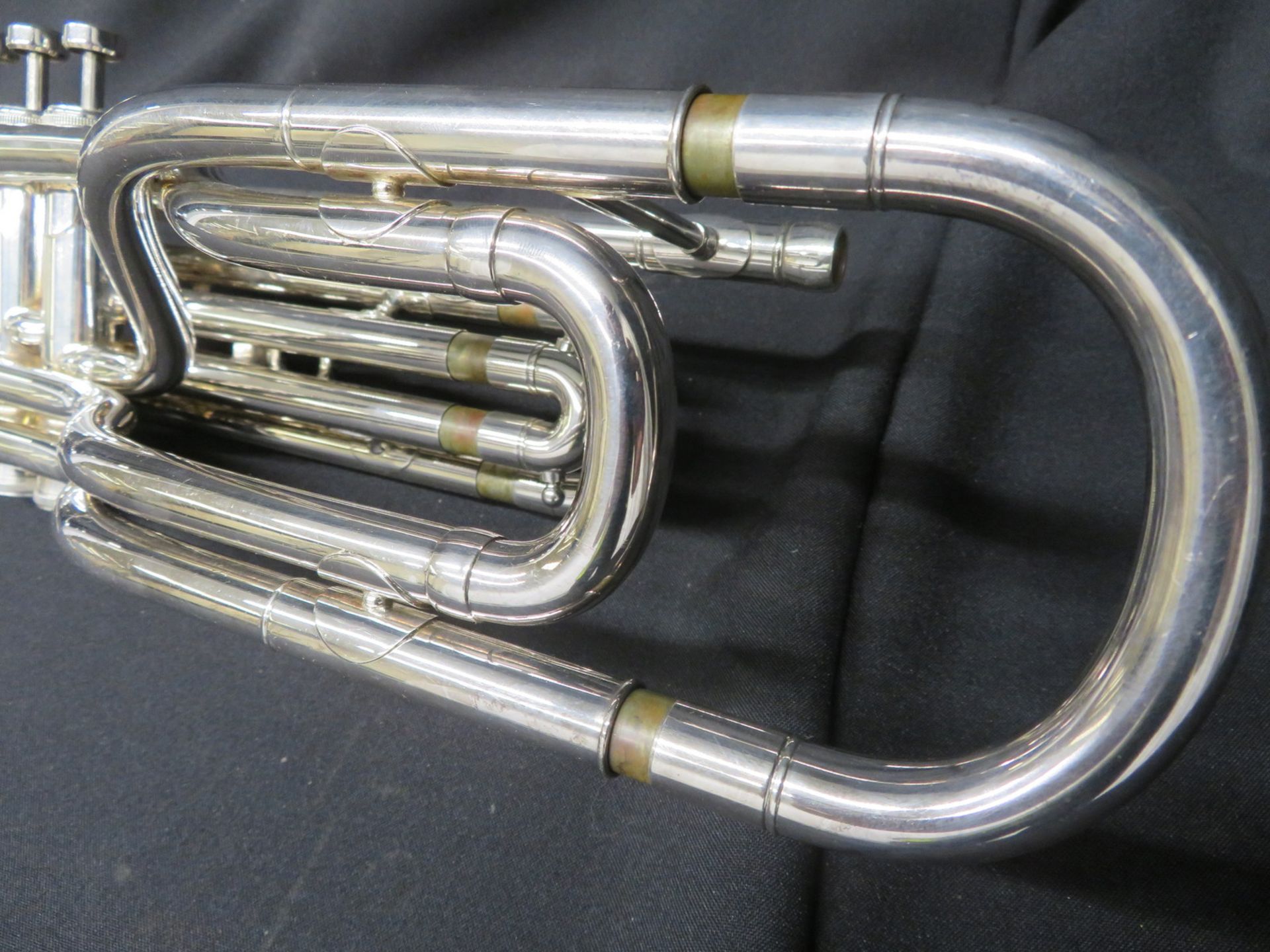 Boosey & Hawkes Besson 700 London tenor fanfare trumpet with case. Serial number: 707-740320. - Image 6 of 19