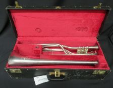 Boosey & Hawkes Imperial bass fanfare trumpet with case. Serial number: 632450.