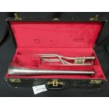Boosey & Hawkes Imperial bass fanfare trumpet with case. Serial number: 632450.