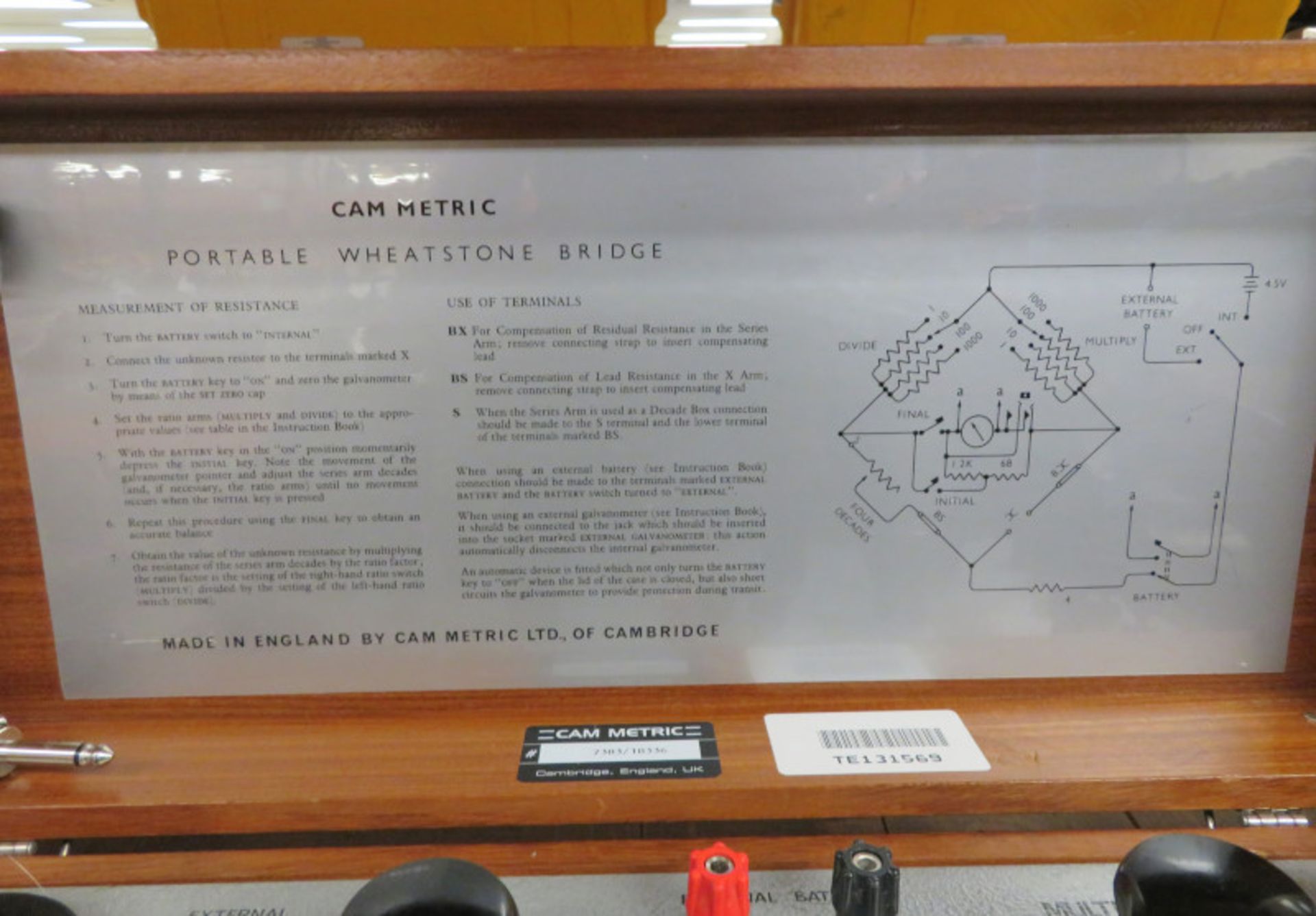 Cam Metric Portable Wheatstone Bridge Set - NSN 6625-99-953-2597 - Image 3 of 4