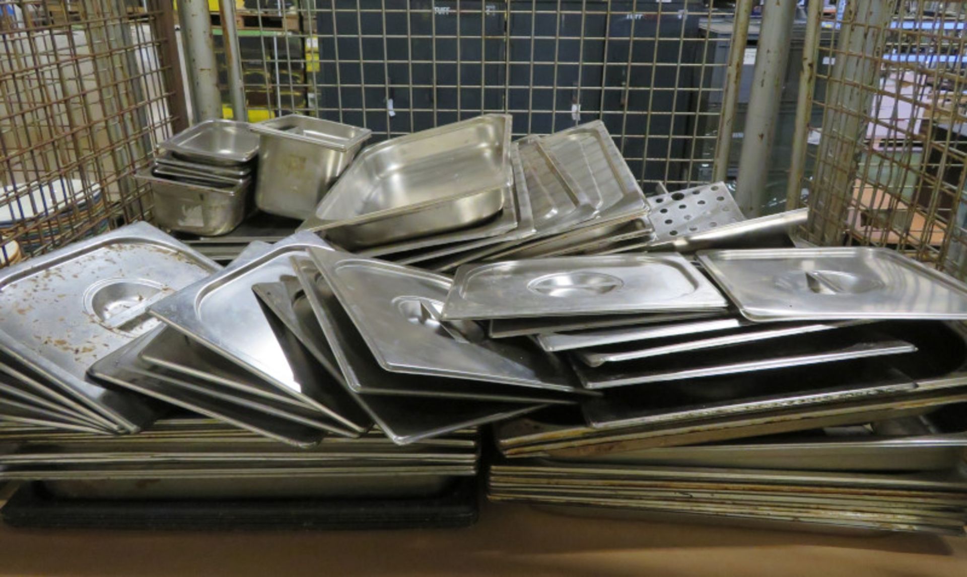 Various sizes of Gastronorm trays and lids