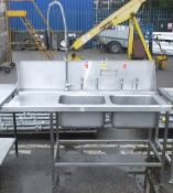 Stainless Steel Double Sink with Hose W1645 x D740 x H1260mm.