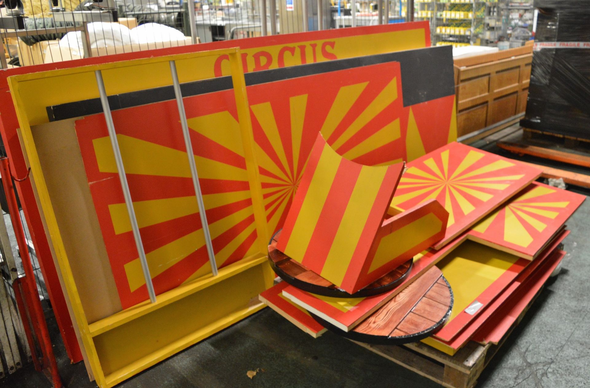 Wooden Circus Train/Wagon Stage Prop Unit - yellow & red design - Image 2 of 4