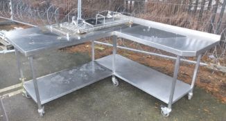 Stainless Right Angle Table L1900 x W 1800 x H 960 mm