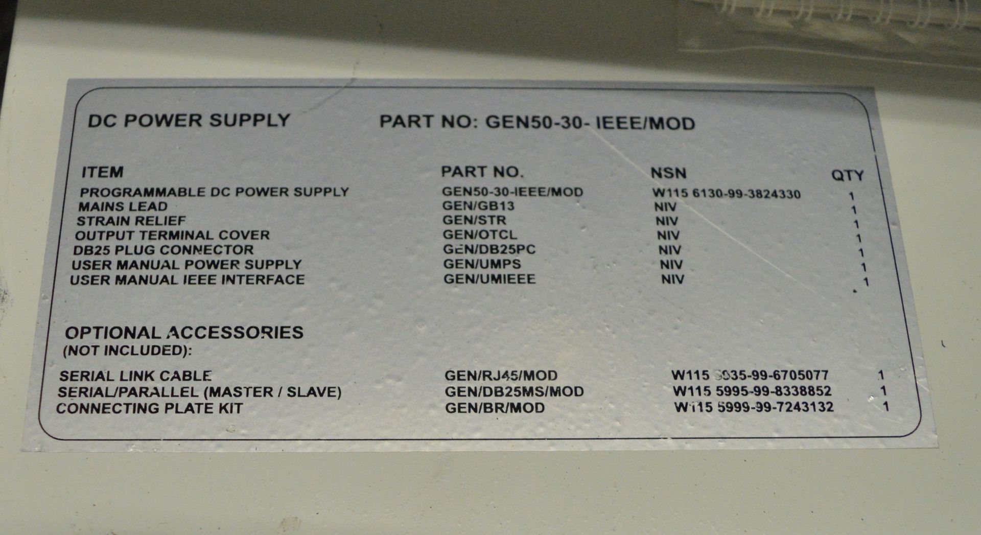 Lambda Gen 50-30-Ieee DC Power Supply - Image 2 of 2