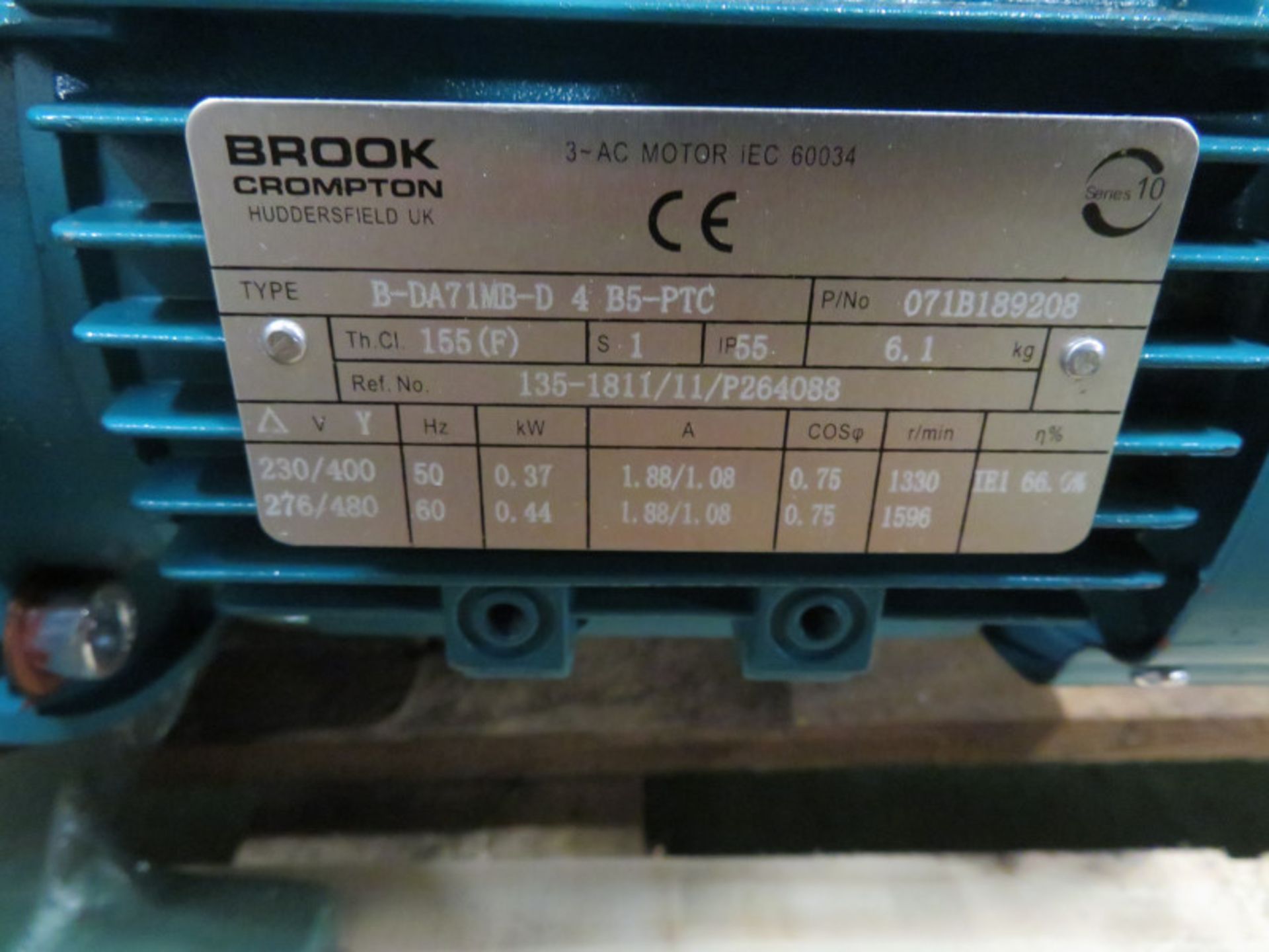 Brook Crompton B-DA71MB-D 4 B5-PTC motor - Image 3 of 3