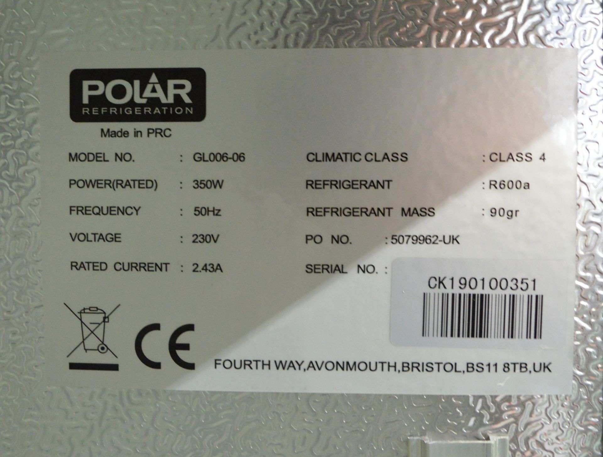 Polar GL006-06 3 Sliding Door Drinks Chiller 330ltr - L1350 x W530 x H890mm - Image 2 of 3