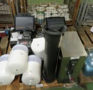 Water boiler, 2x Eposnow tills with printers, 4x Paper towel dispensers