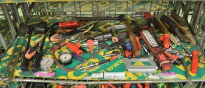 Various Hand Tools inc. Screwdrivers, Hammers & Hacksaws