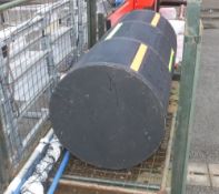 Wooden & plastic covered cylinder, sports net & posts