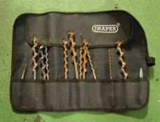 Draper Auger Bit Set + Roll Bag