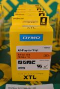 6x Dymo XTL All Purpose Vinyl - 3/4in x 23ft - 19mm x 7m - Black on Orange Printer Tape