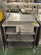 Stainless Steel Mobile Counter with Shelves - L840 x W900 x H1300mm
