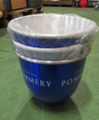 3x Blue Pommery ice buckets