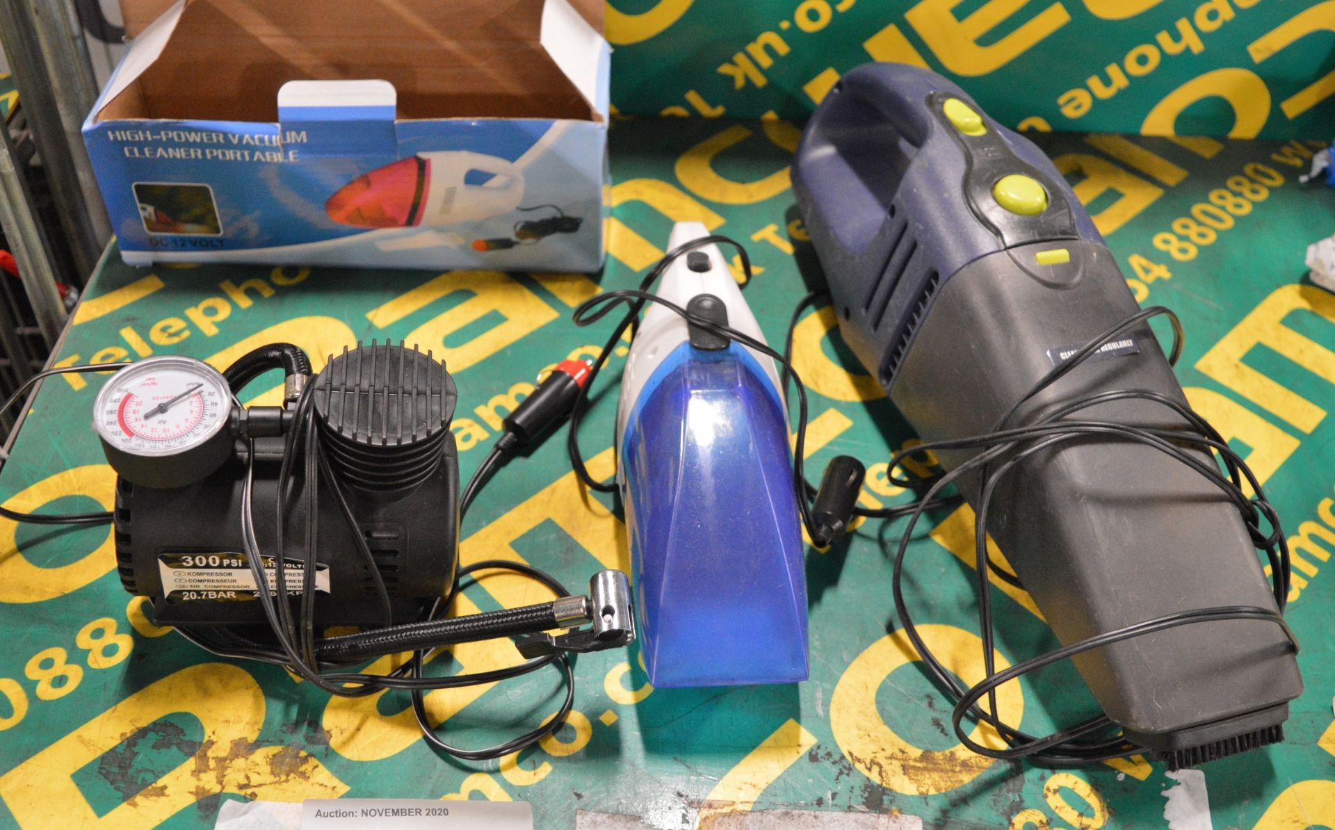 2x Handheld vacuums, 300PSI 20.7bar electric air pump