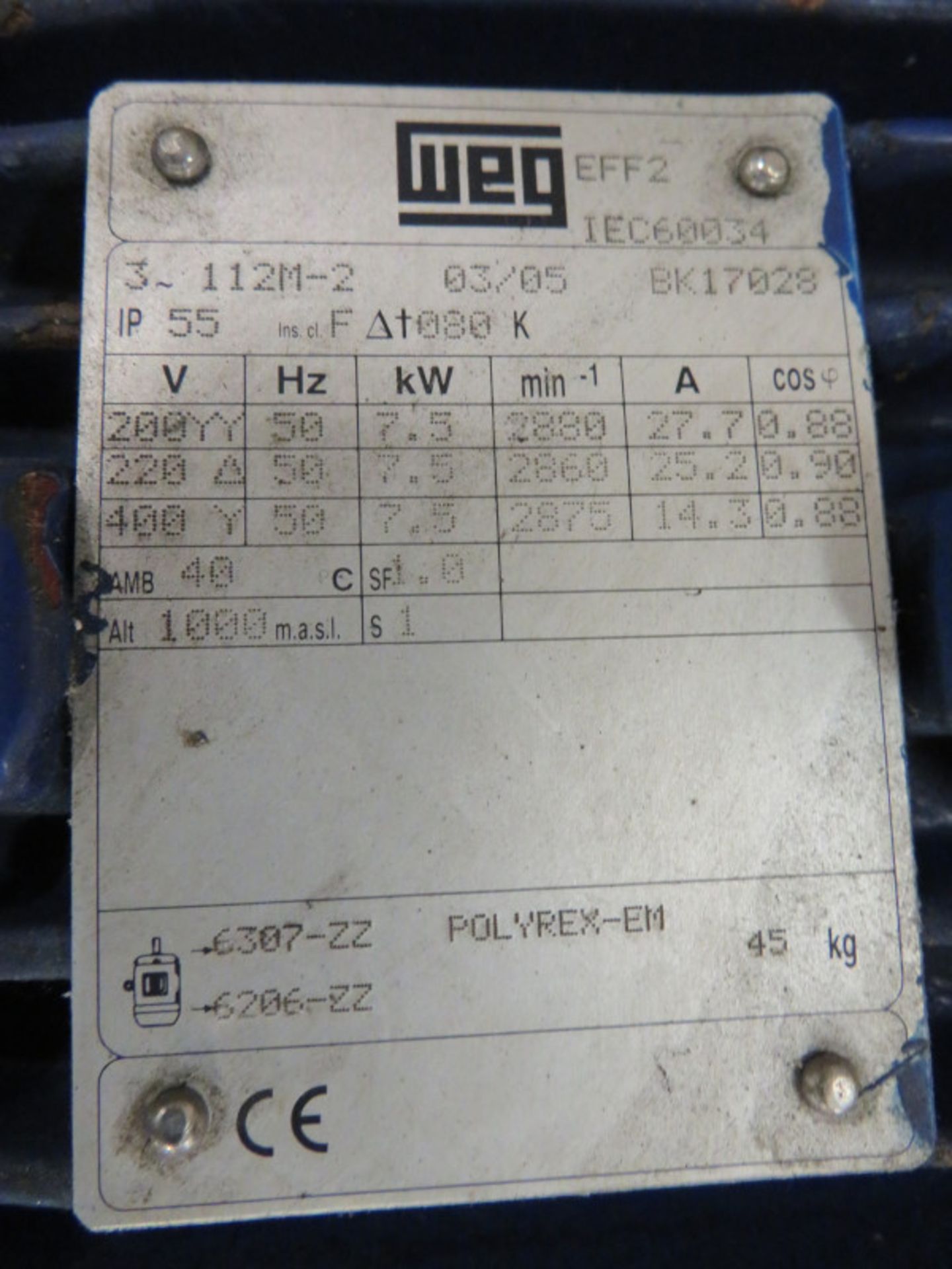 WEG EFF2 7.5kW motor - Image 4 of 4