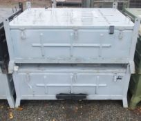 2x Metal storage bins - L1240 x D1000 x H565mm