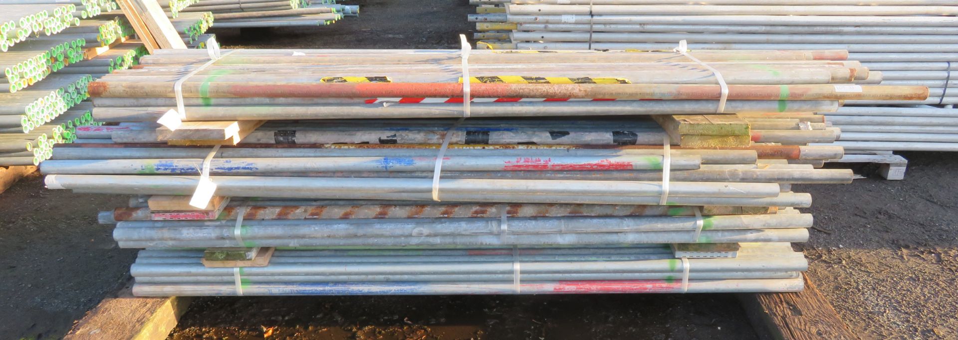200x Various Length Galvanised Steel Scaffolding Poles. Lengths Range Between 9ft - 8ft.