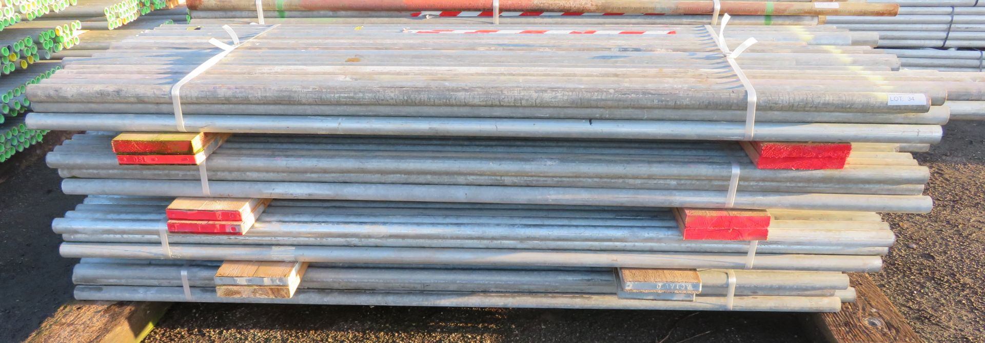 200x Various Length Galvanised Steel Scaffolding Poles. Lengths Range Between 8.5ft - 7ft.