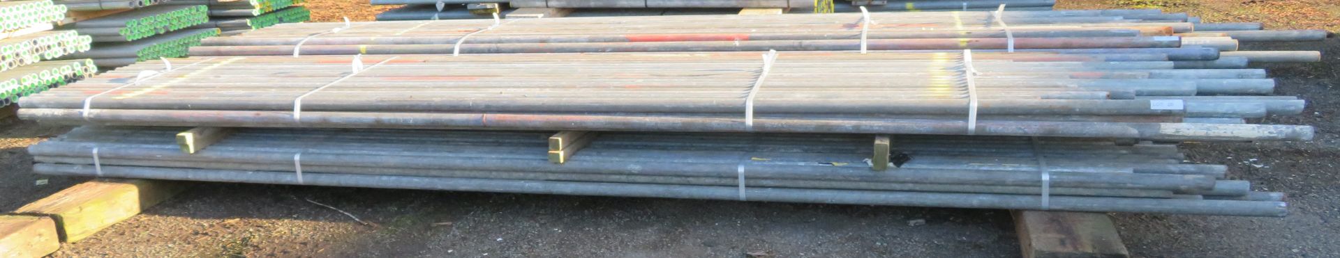 100x Various Length Galvanised Steel Scaffolding Poles. Lengths Range Between 15.5ft - 13ft.