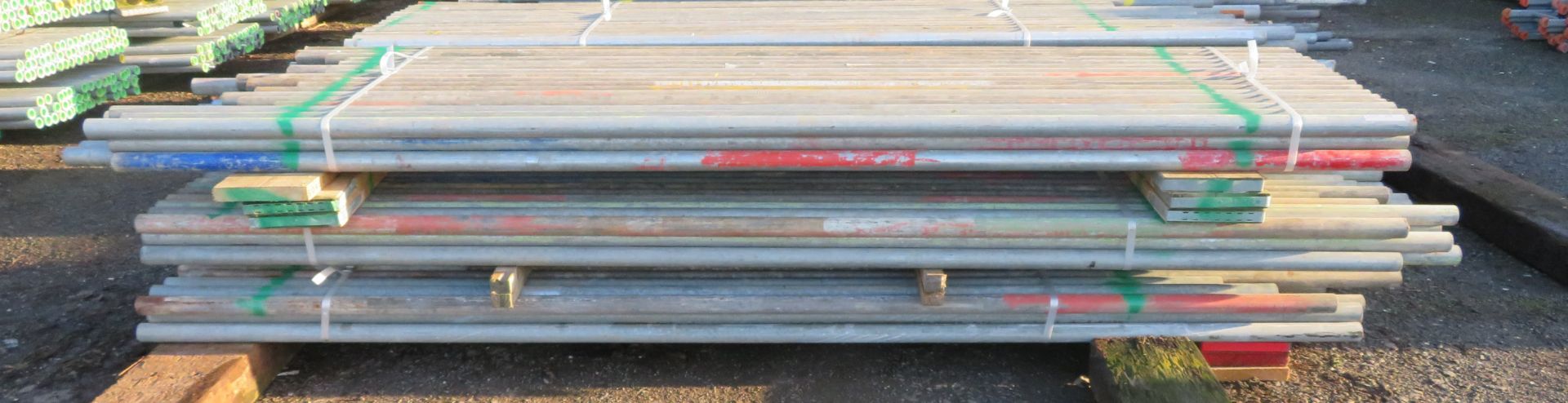 150x Various Length Galvanised Steel Scaffolding Poles. Lengths Range Between 11.5ft - 8.5ft.