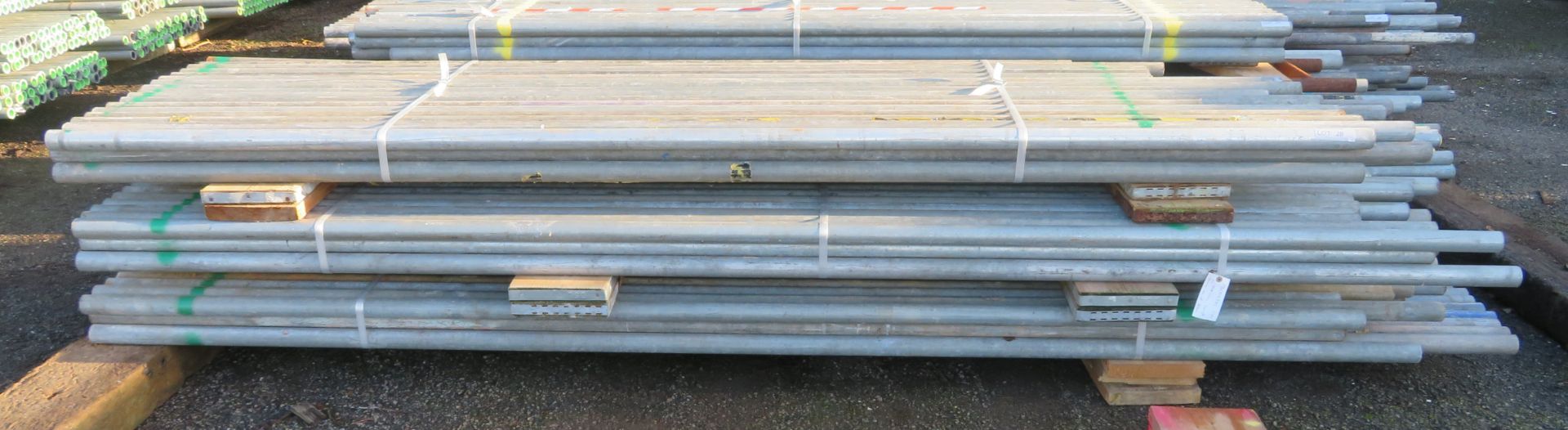 150x Various Length Galvanised Steel Scaffolding Poles. Lengths Range Between 11.5ft - 8ft.