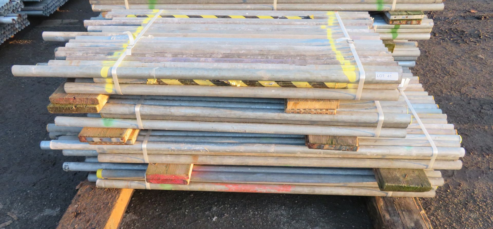 200x Various Length Galvanised Steel Scaffolding Poles. Lengths Range Between 7ft - 4.5ft.