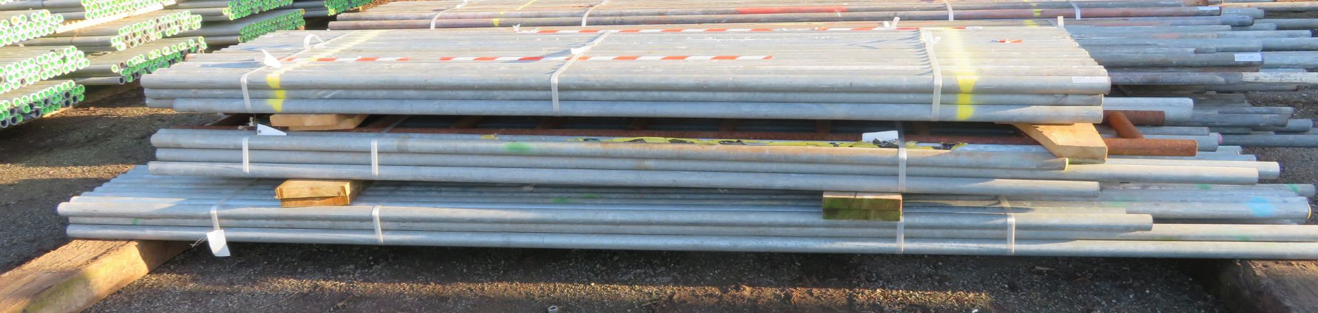 140x Various Length Galvanised Steel Scaffolding Poles. Lengths Range Between 13ft - 10ft.