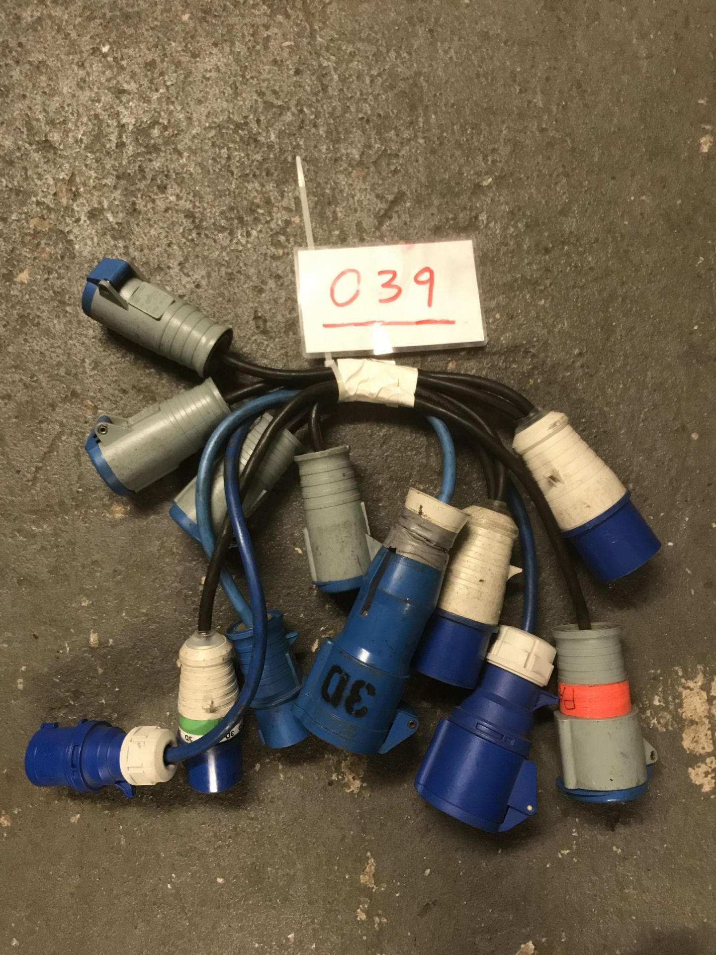 3x 16A to 32A adaptor, 2x 32A to twin 16A adaptor