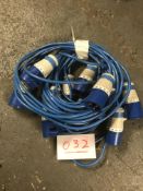 5x 5m arctic blue cable, 32a ends