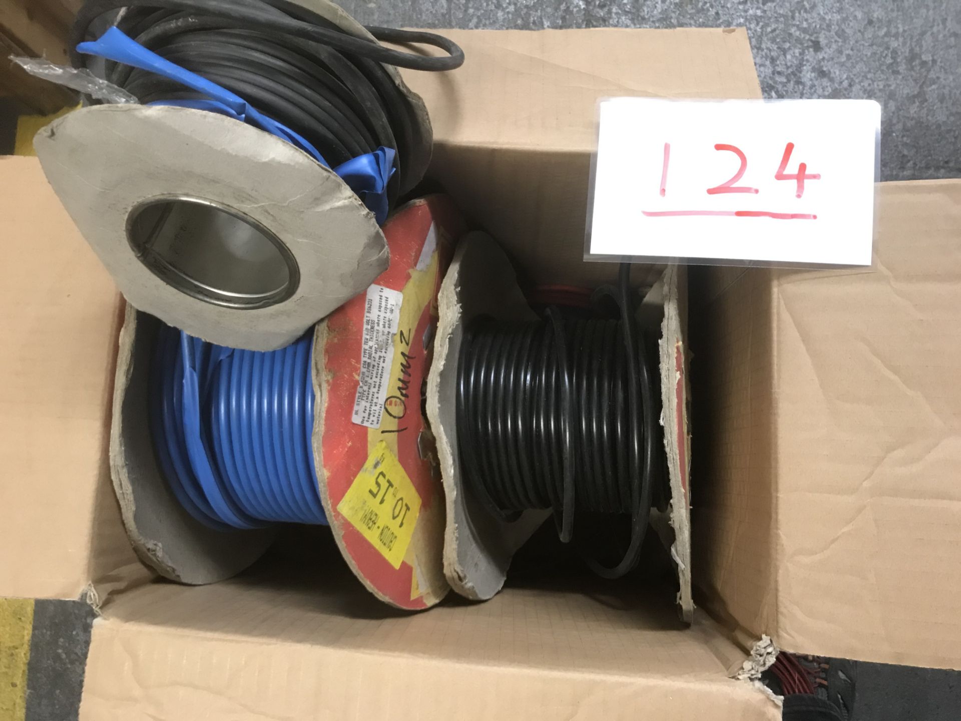 Box of part rolls single core 10mm sq cable