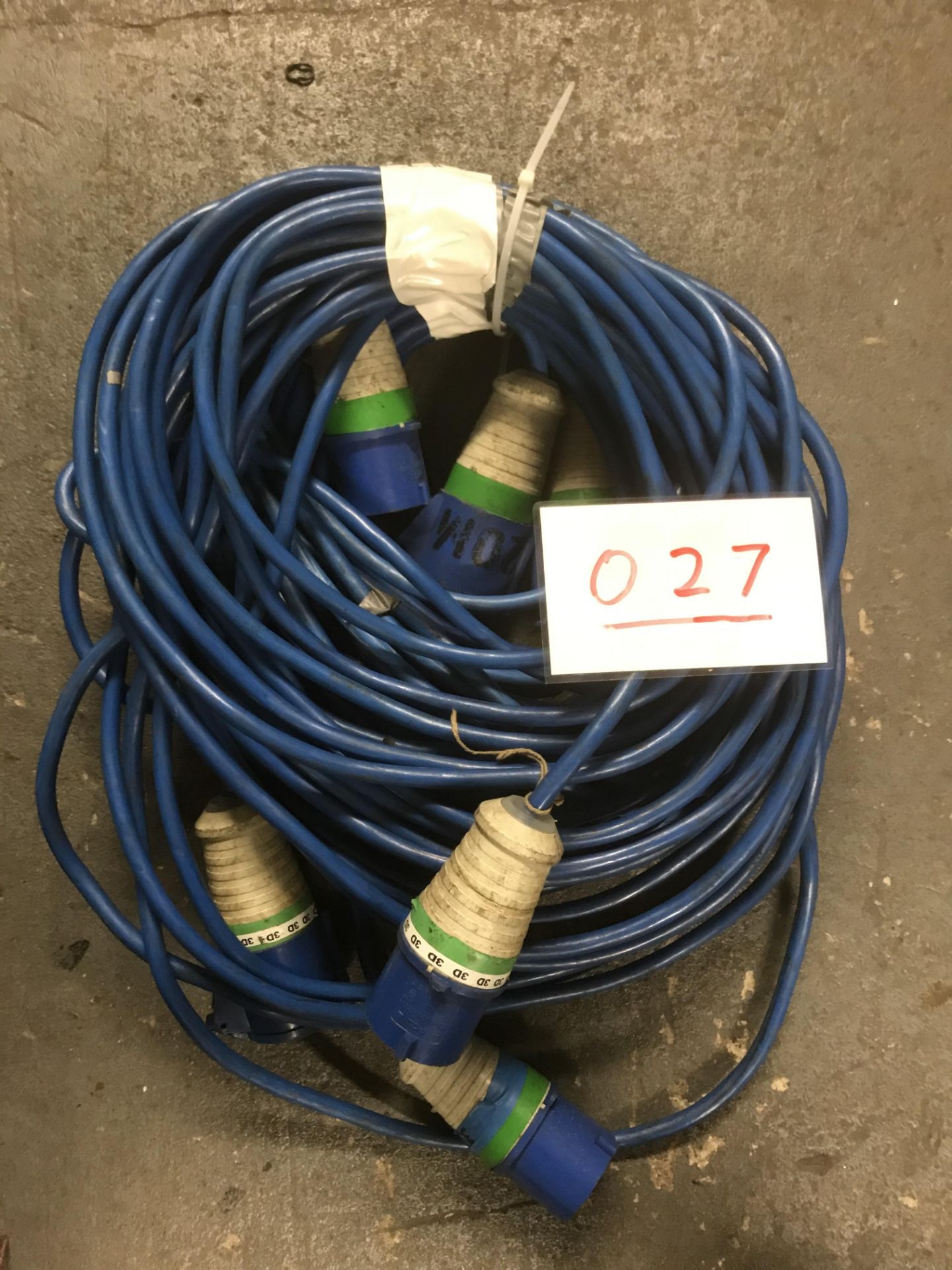 3x 20m arctic blue cable, 32a ends