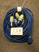3x 20m arctic blue cable, 32a ends
