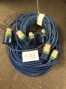 3x 20m arctic blue cable, 32a ends