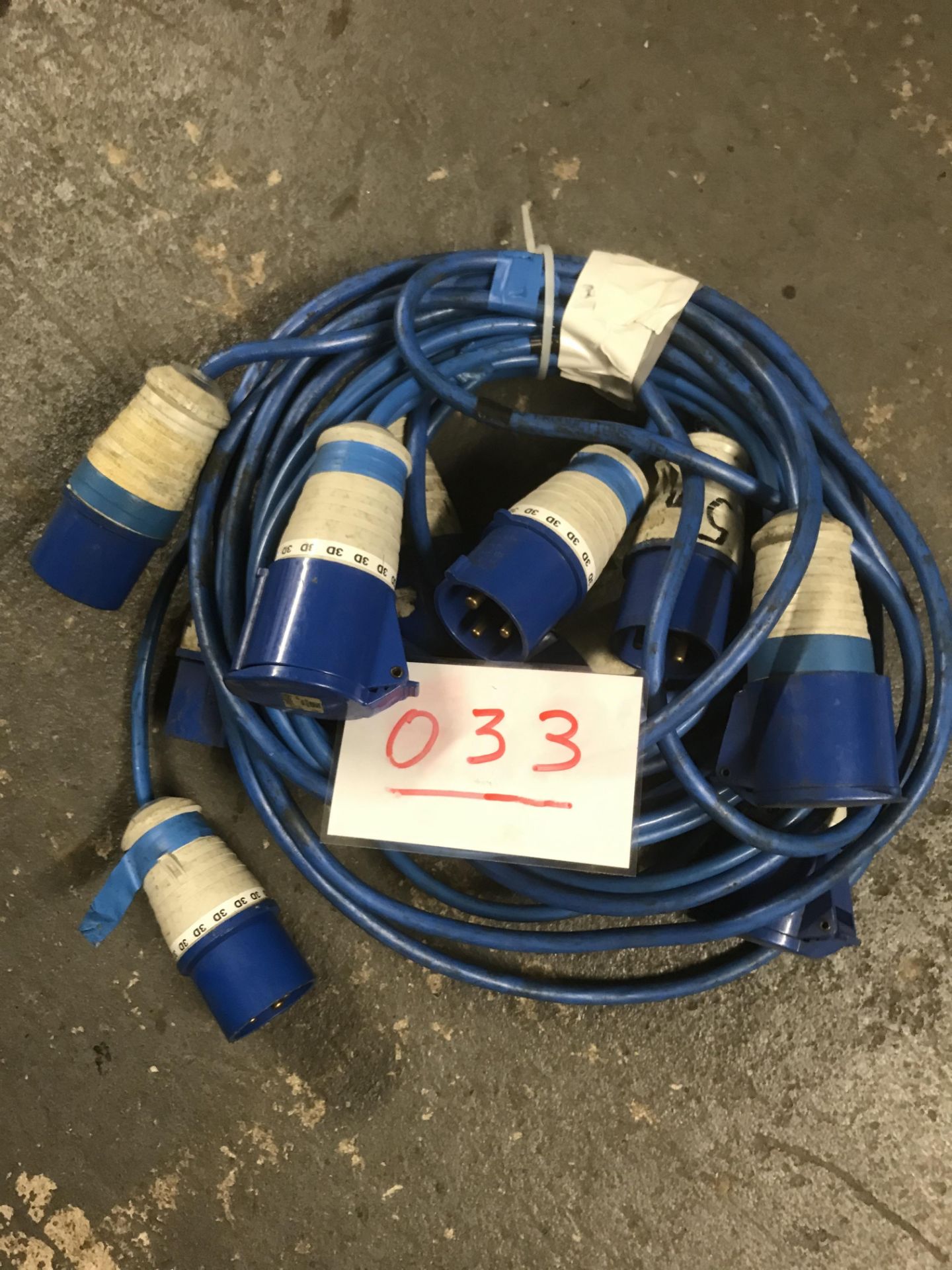 5x 5m arctic blue cable, 32a ends