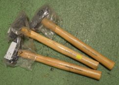 3x Hammers - genuine hickory shaft