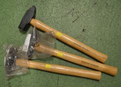 3x Hammers - genuine hickory shaft