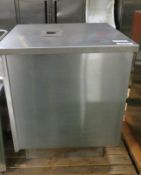 Stainless Steel unit with tray rail - 750 x 800 x 900 with rear cupboard