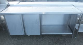 Stainless Steel 2 Door Cupboard Unit with Top Drainer & Bottom Half Shelf - L2100 x W700 x