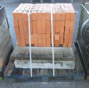 Red Bricks - approx 200, 2x Concrete Kerb stones