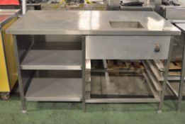 Stainless table with under counter shelving - 1550 x 800 x 900