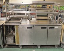 Refrigerated counter - 3 door, with shelves, and double front shelves