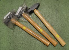 3x Hammers - genuine hickory shaft