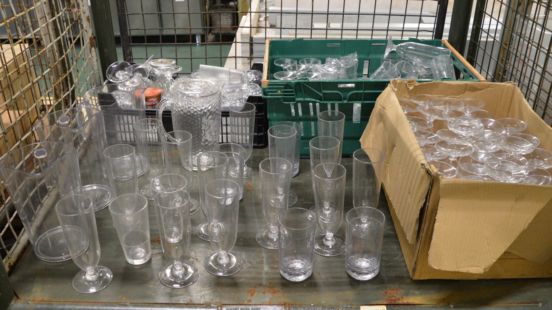 Plastic glasses, plastic jugs