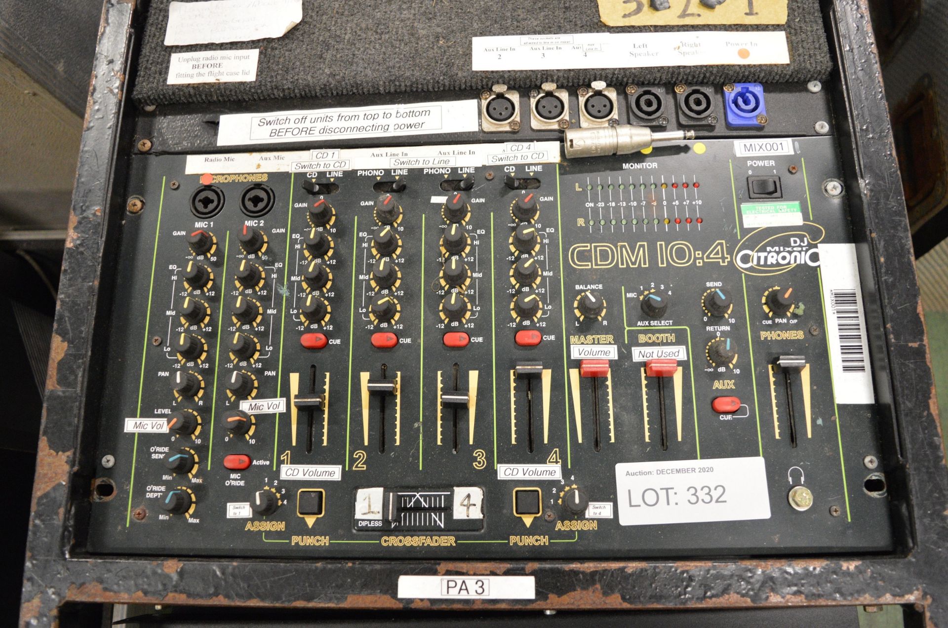 DJ Mixer Citronic CDM 10:4 Mixing Desk with 2 CD Decks & RSE Amplifier in Flight Case - L6 - Image 2 of 4