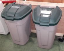 2x Plastic Dustbins with lids (Broken Wheels)