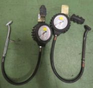 2x Self Centered Tyre Pressure Gauges