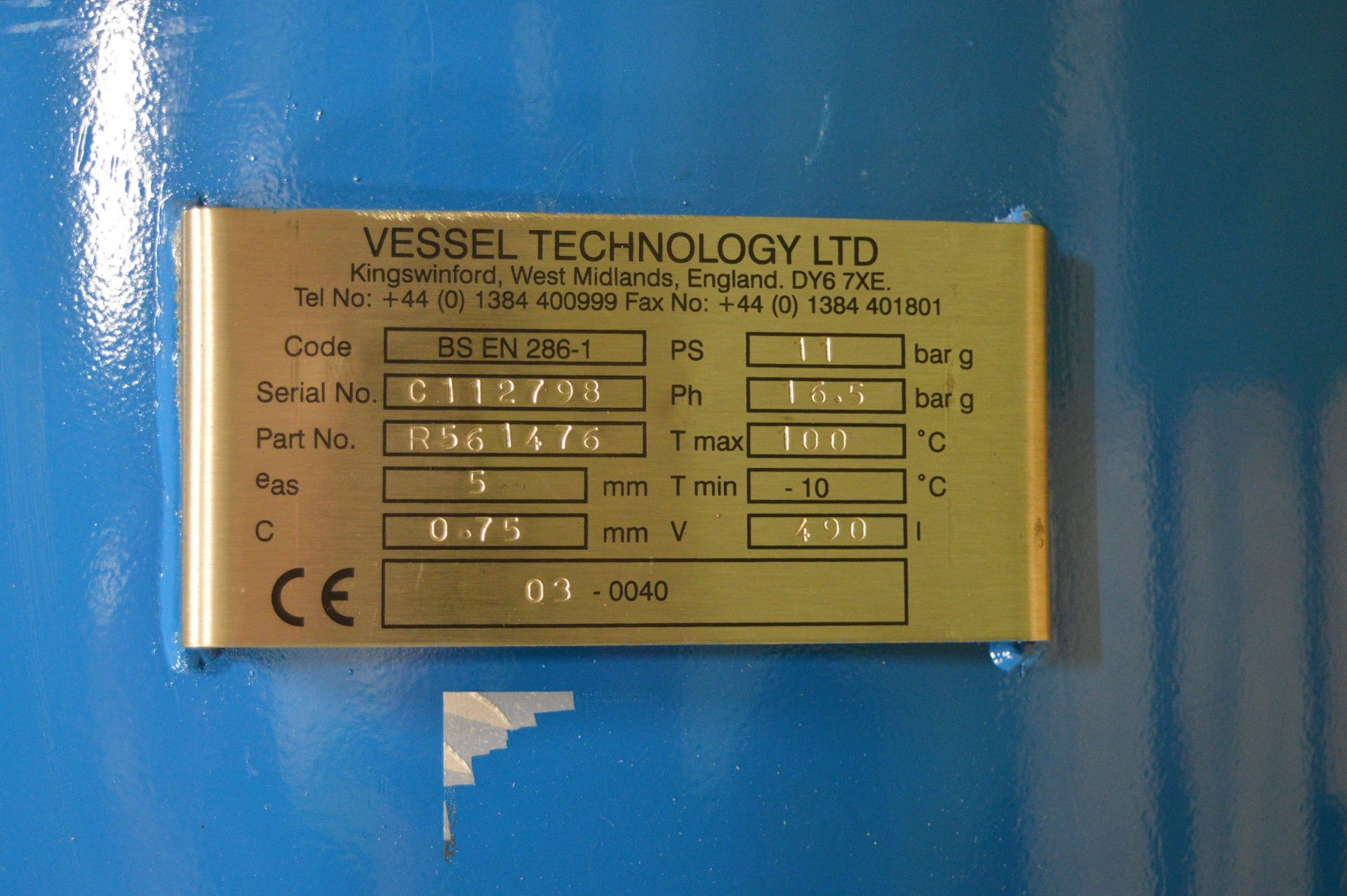 Vessel Technology Air Compressor Receiver Tank - Image 3 of 4