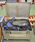 Various Rucksacks in Metal Case on Wheels - L900 x D640 x H620