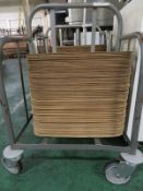 Mobile tray stacker and wooden trays